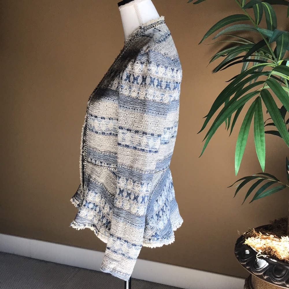 Rebecca Taylor Blue and White Textured Blazer - Picture 4 of 12